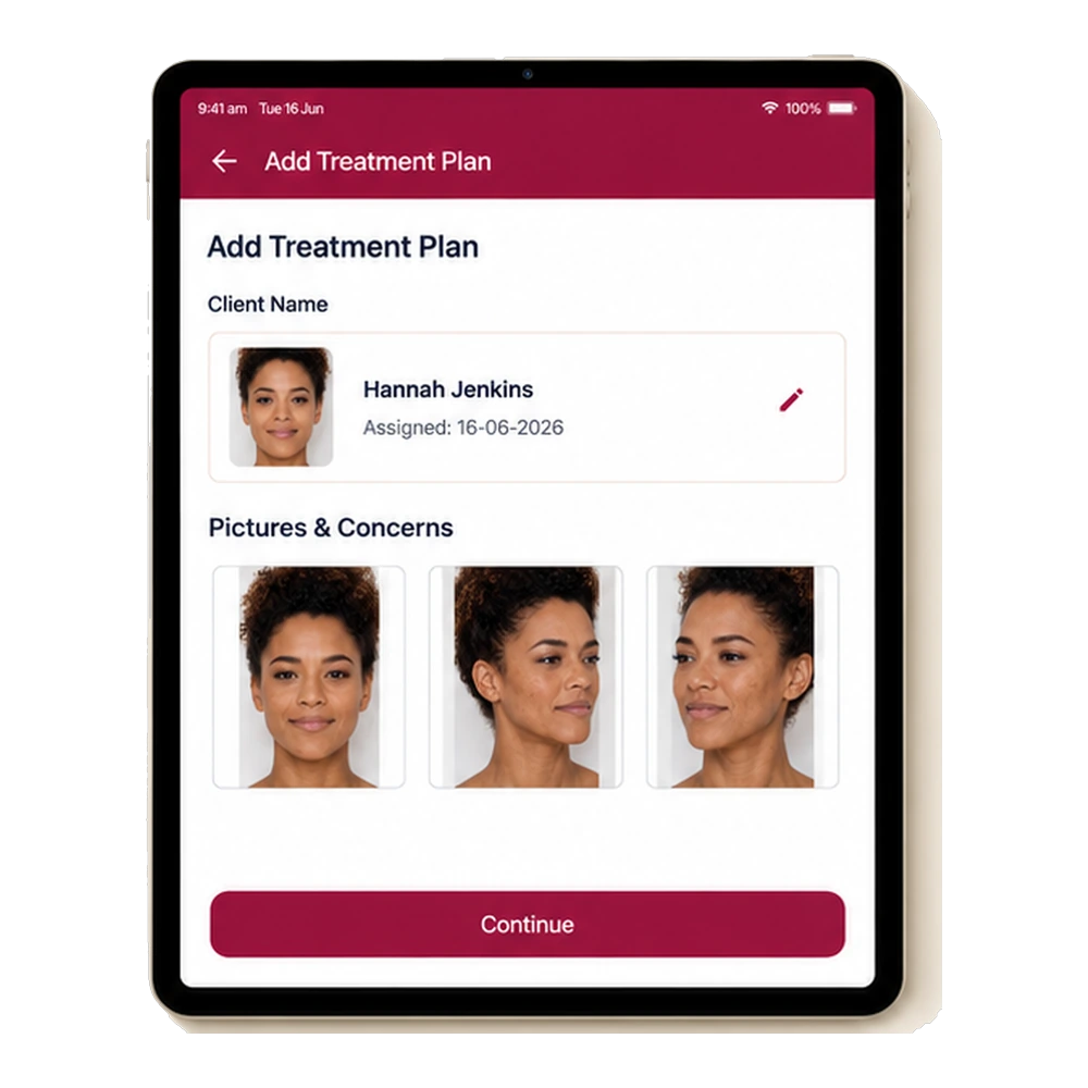 Service Cue Consult App — add a client and capture their starting photos