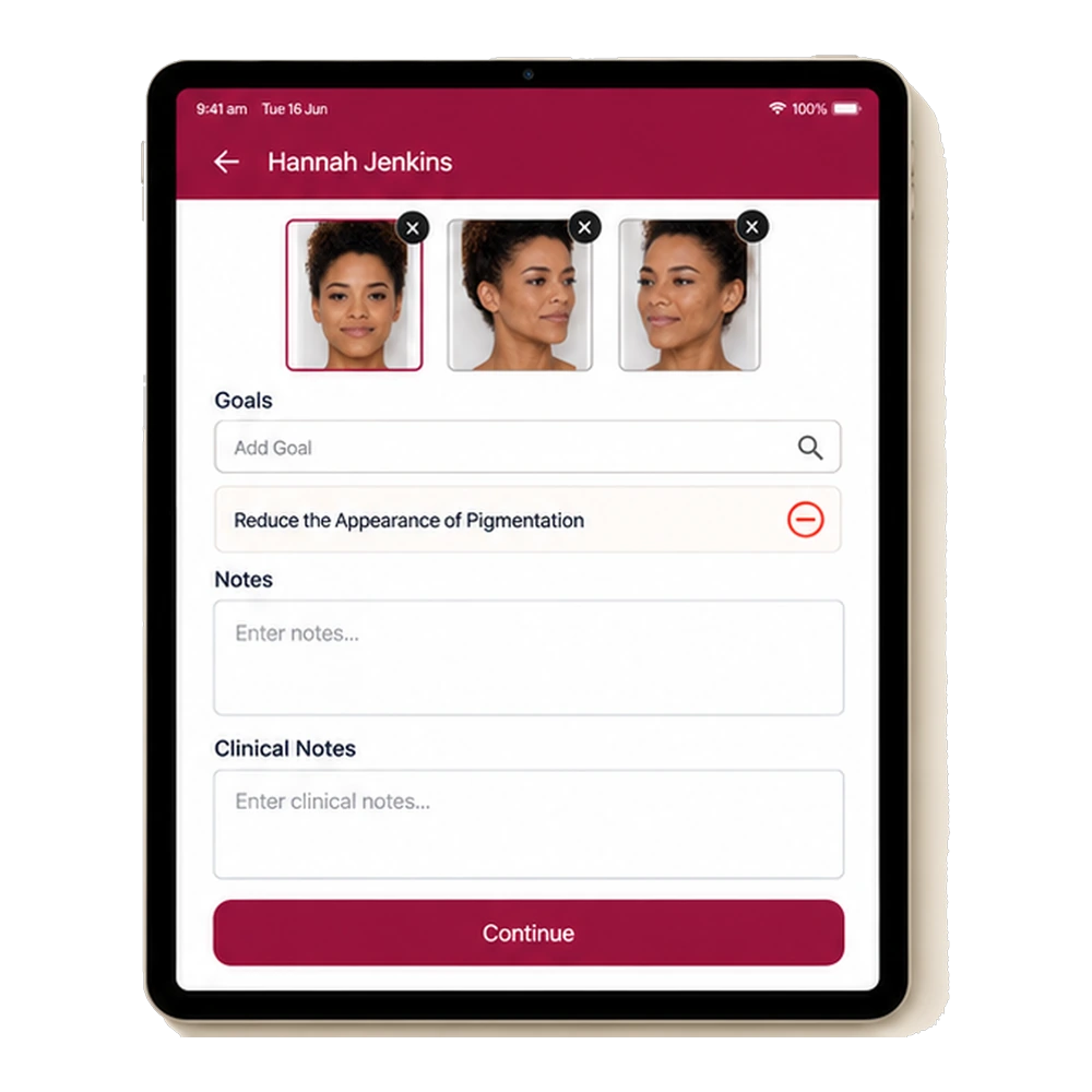 Service Cue Consult App — set client goals and clinical notes