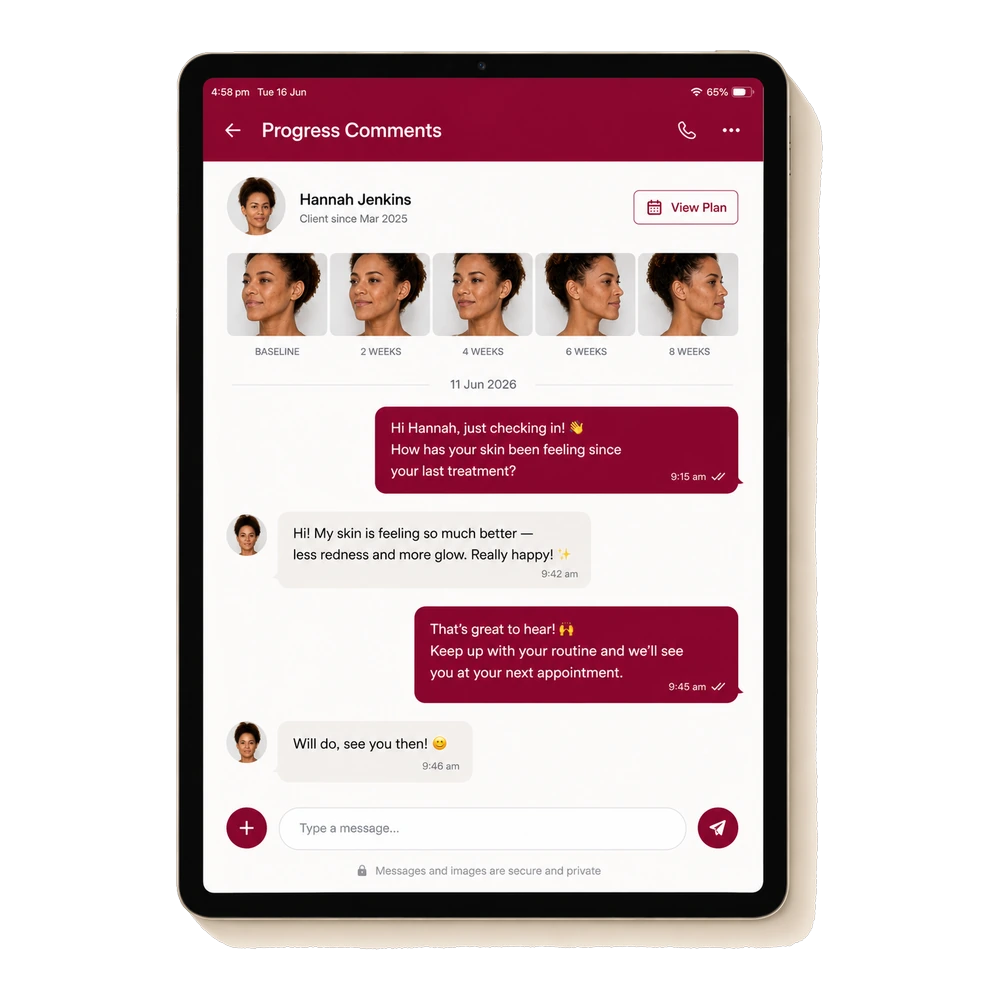 Service Cue Consult App — progress comments and check-ins with the client