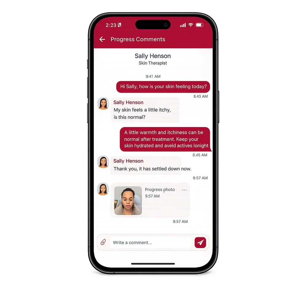 Service Cue Client App — message the clinic