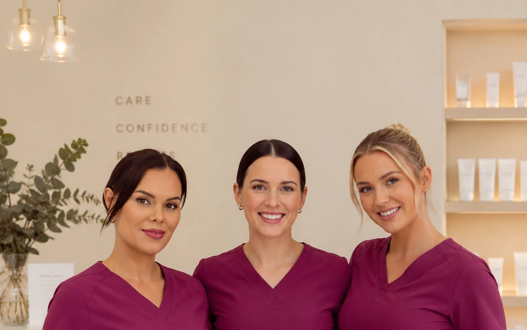 A Service Cue clinic team at their reception desk